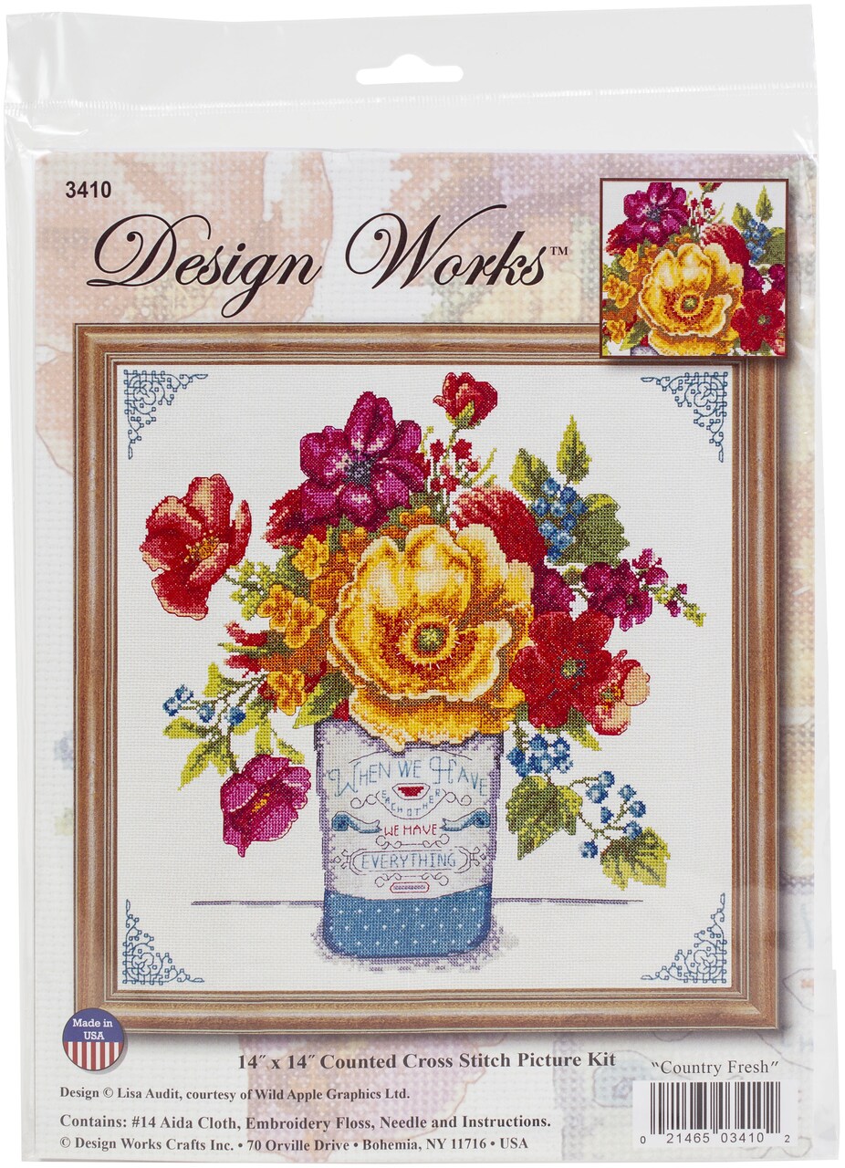 Design Works Counted Cross Stitch Kit 14"X14"-Country Fresh (14 Count)
